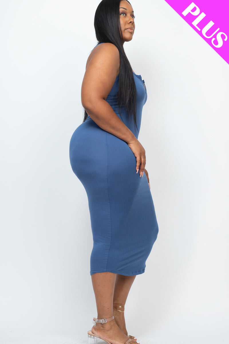 Split Neck Tank Midi Dress