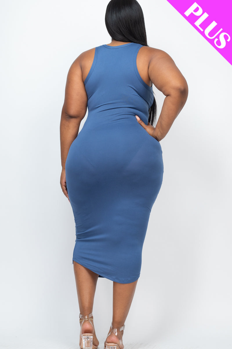 Split Neck Tank Midi Dress