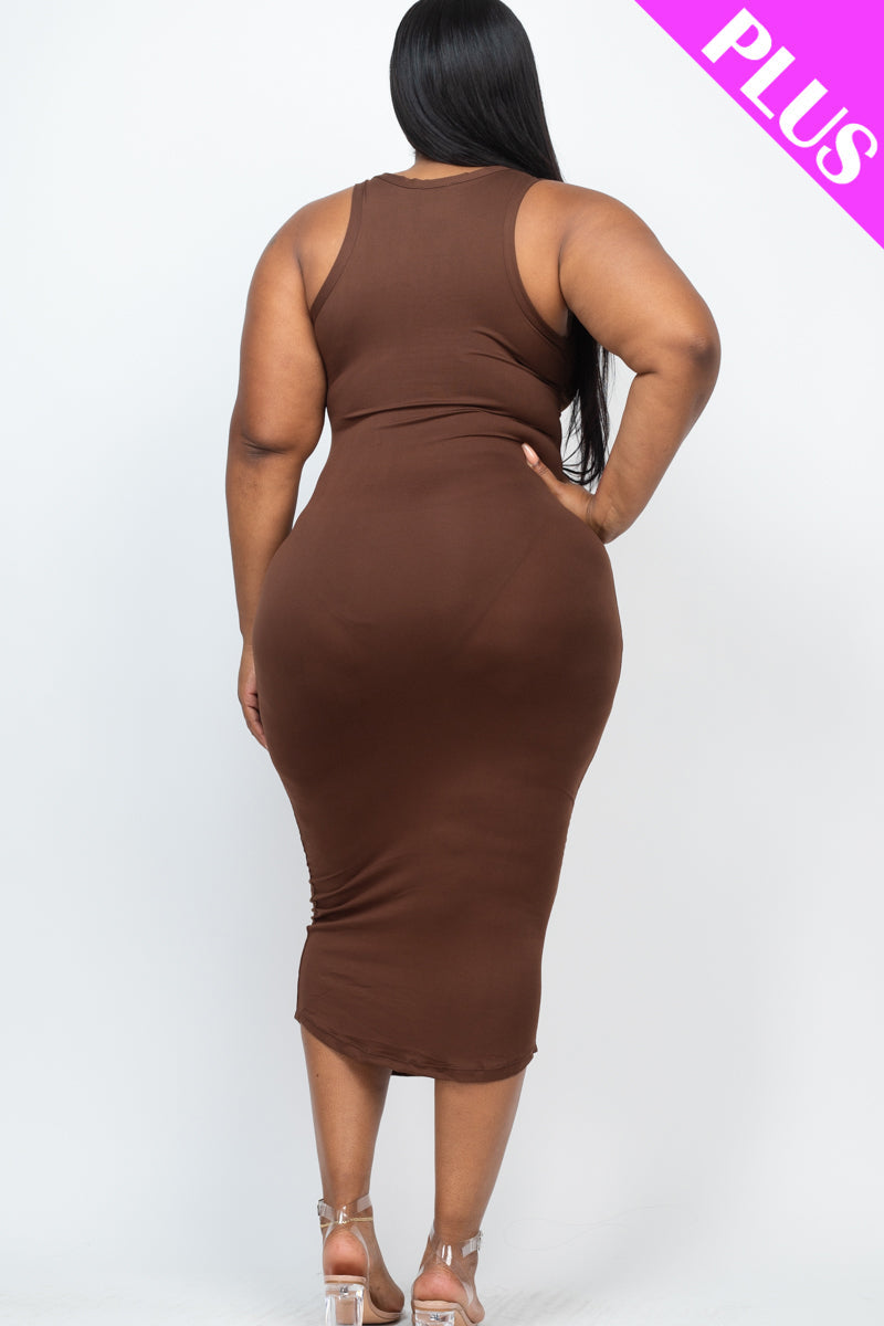 Split Neck Tank Midi Dress