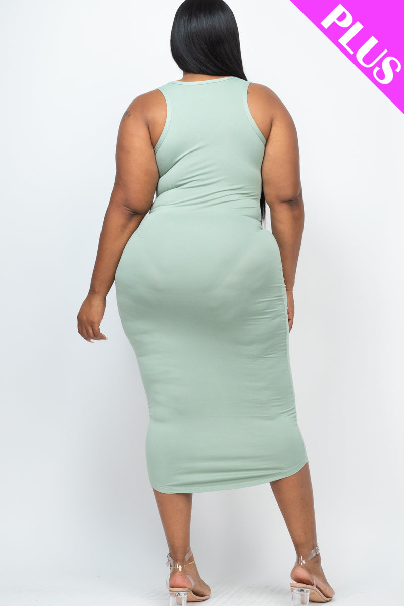 Split Neck Tank Midi Dress