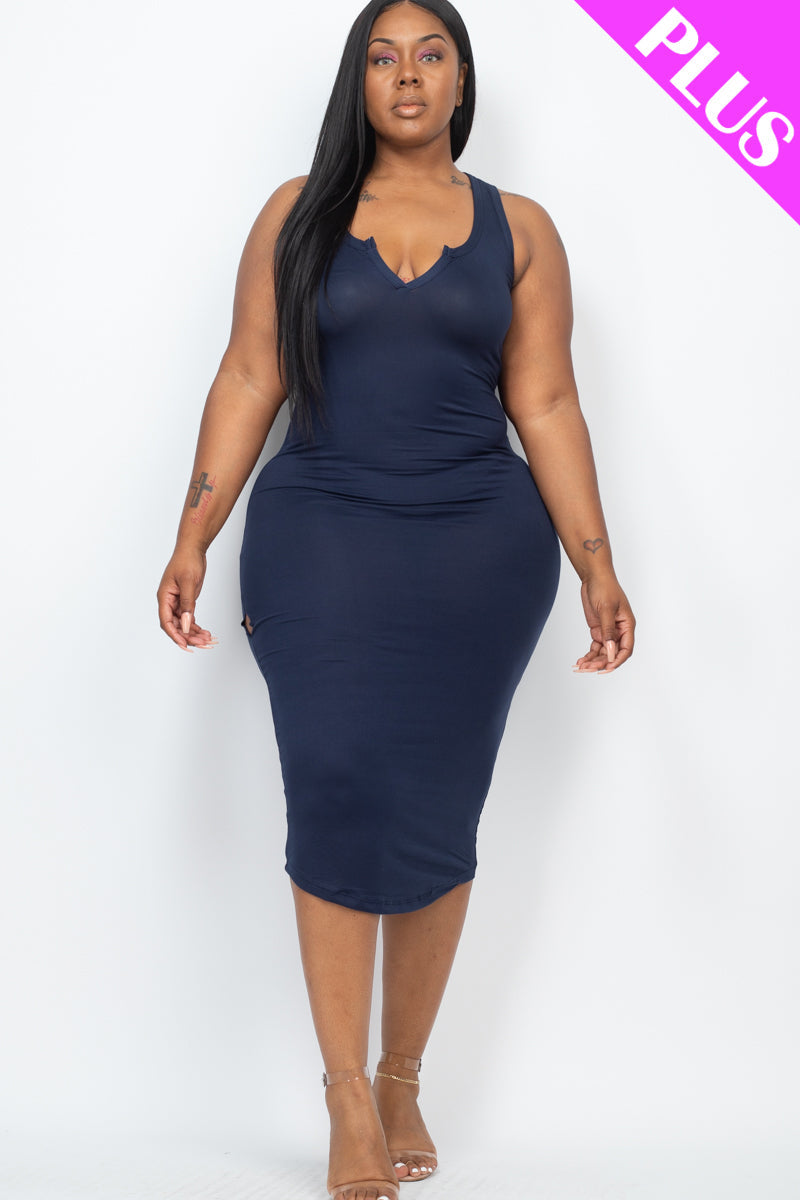 Split Neck Tank Midi Dress
