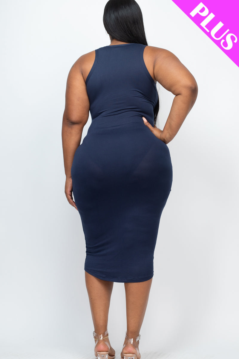 Split Neck Tank Midi Dress