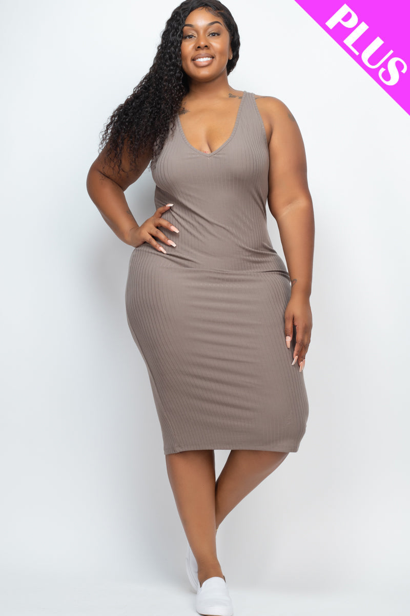 Ribbed Sleeveless Bodycon Dress
