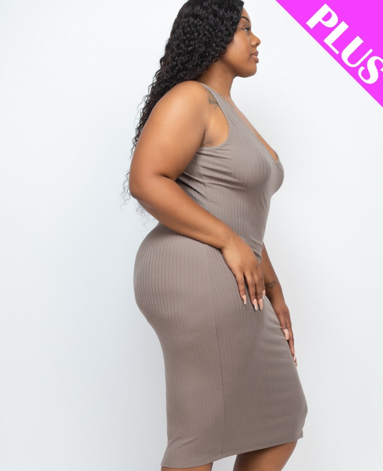 Ribbed Sleeveless Bodycon Dress