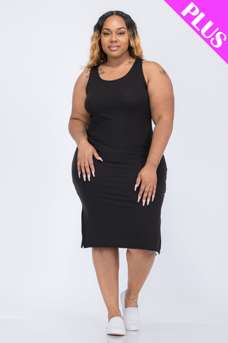 Ribbed Side Slit Tank Dress