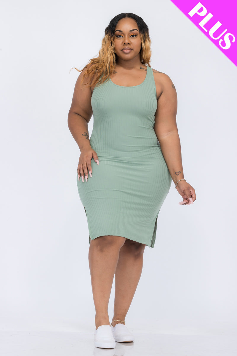 Ribbed Side Slit Tank Dress