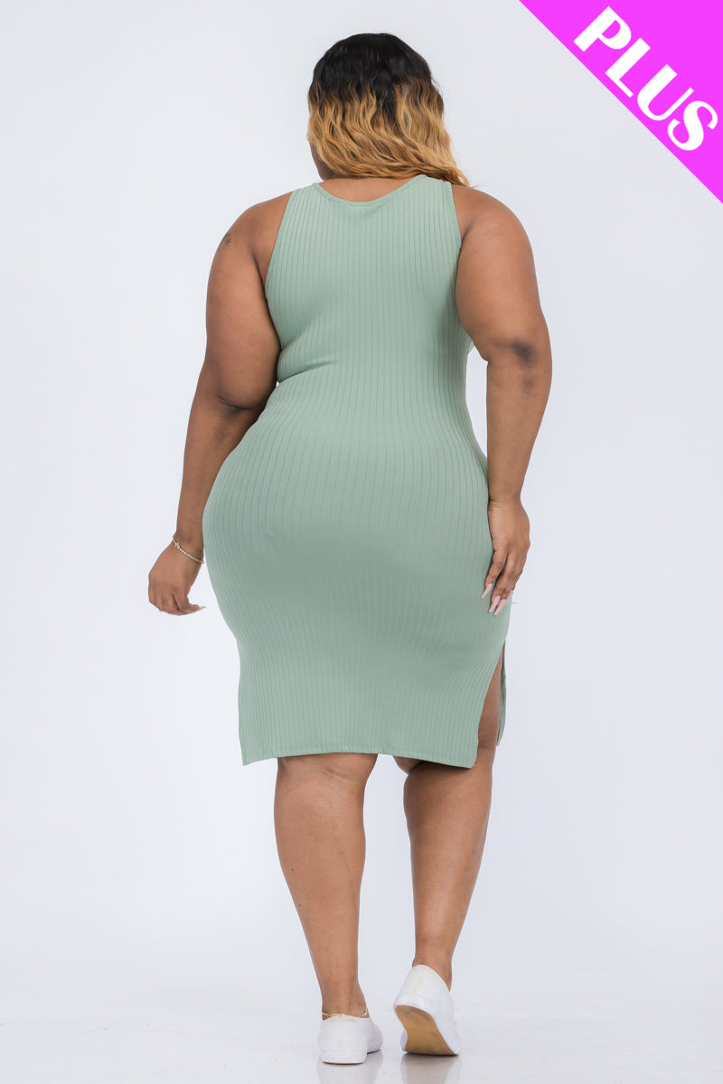 Ribbed Side Slit Tank Dress