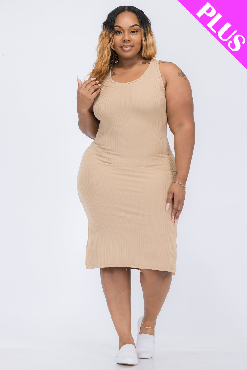 Ribbed Side Slit Tank Dress