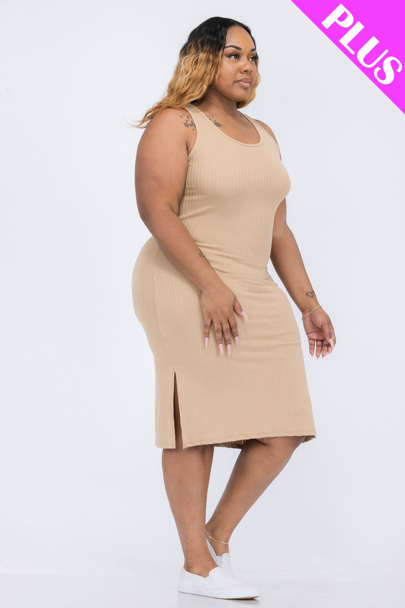 Ribbed Side Slit Tank Dress