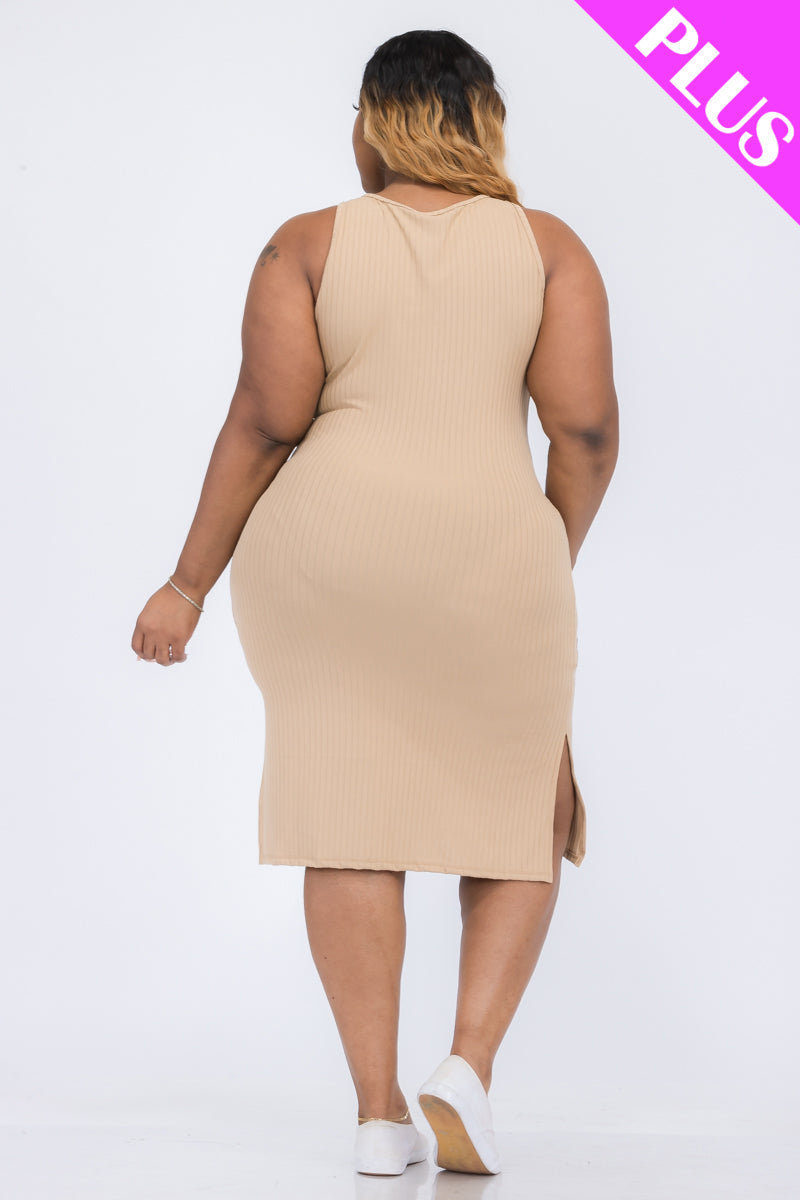 Ribbed Side Slit Tank Dress