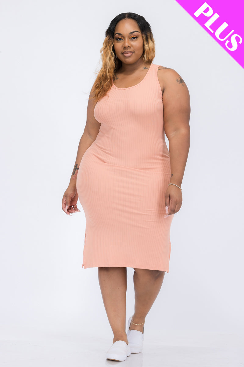 Ribbed Side Slit Tank Dress