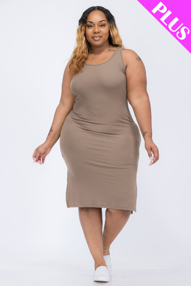 Ribbed Side Slit Tank Dress
