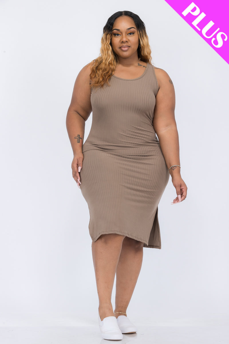 Ribbed Side Slit Tank Dress