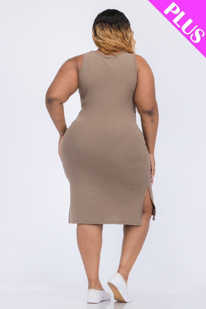 Ribbed Side Slit Tank Dress