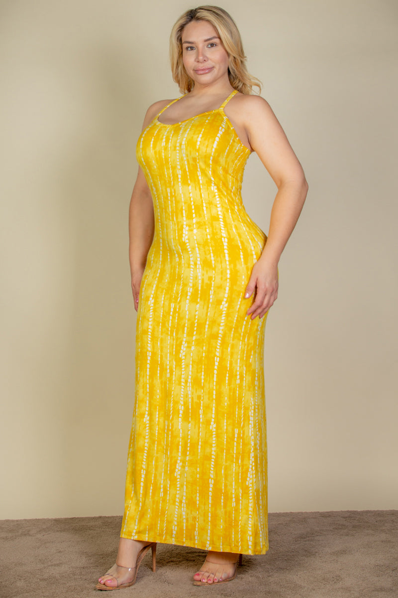 Tie Dye Printed Cami Bodycon Maxi Dress