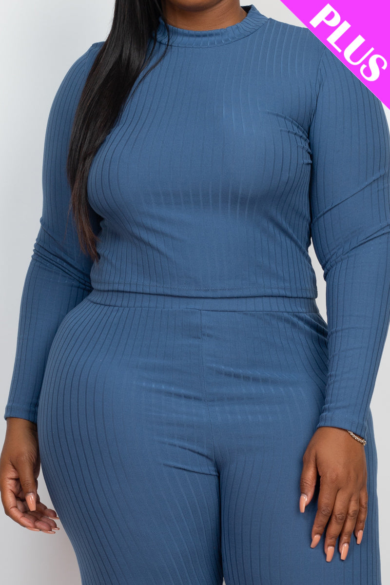 Ribbed Mock Neck Long Sleeve Top & Leggings Set