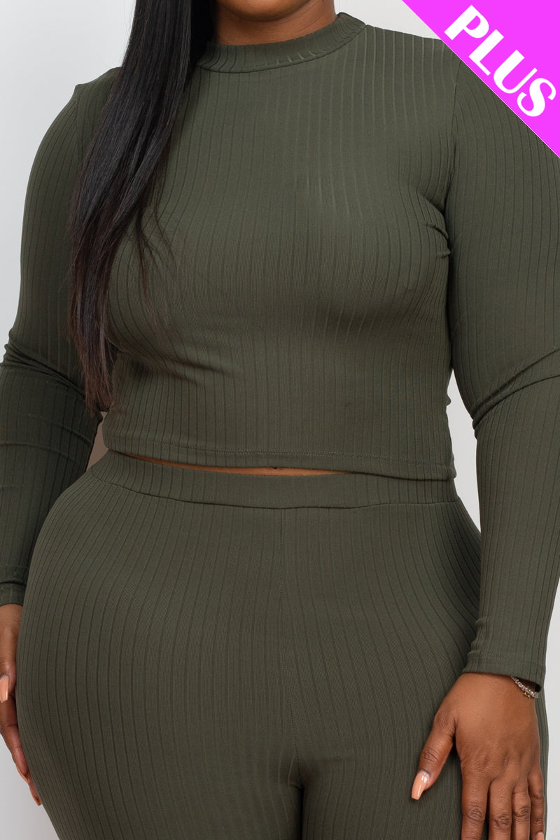 Ribbed Mock Neck Long Sleeve Top & Leggings Set