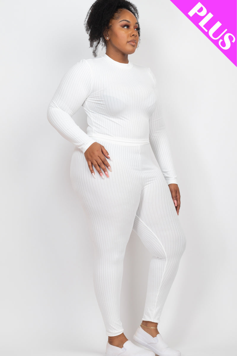 Ribbed Mock Neck Long Sleeve Top & Leggings Set