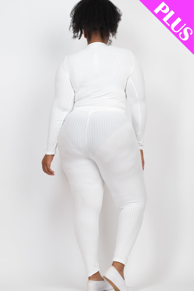 Ribbed Mock Neck Long Sleeve Top & Leggings Set