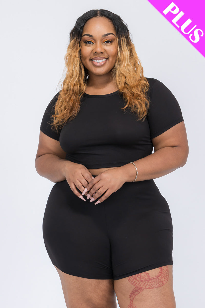 Short Sleeve Crop Top & Shorts Set
