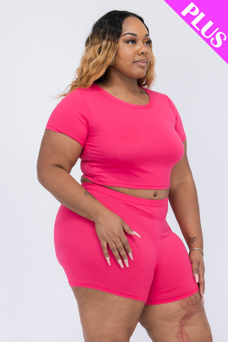 Short Sleeve Crop Top & Shorts Set