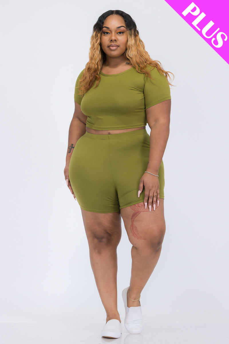 Short Sleeve Crop Top & Shorts Set