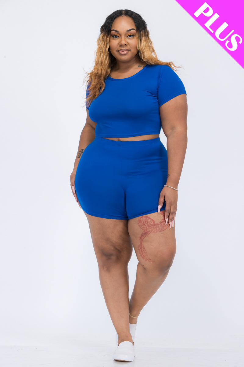 Short Sleeve Crop Top & Shorts Set