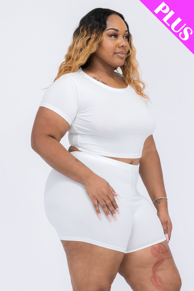 Short Sleeve Crop Top & Shorts Set