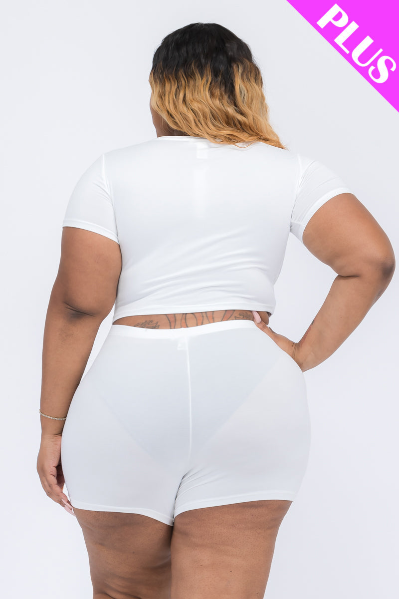 Short Sleeve Crop Top & Shorts Set