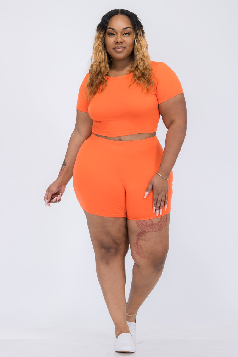 Short Sleeve Crop Top & Shorts Set