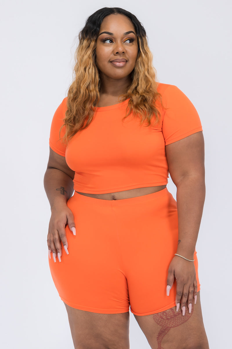 Short Sleeve Crop Top & Shorts Set