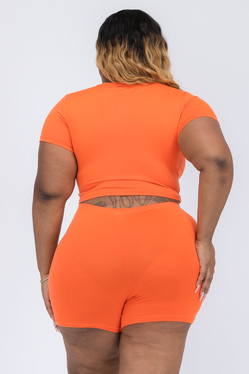 Short Sleeve Crop Top & Shorts Set