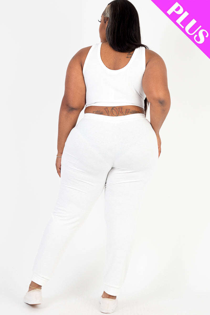 French Terry Cropped Tank Top & Joggers Set