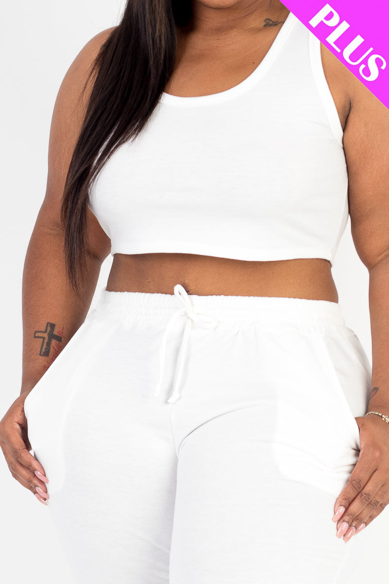 French Terry Cropped Tank Top & Joggers Set
