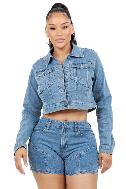 “Denim On Denim” Denim Jacket & Shorts Set