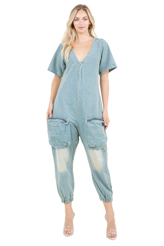 “In The Moment” Denim Jumpsuit