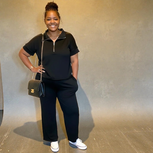 Scuba High Neck Half Zip Pant Set