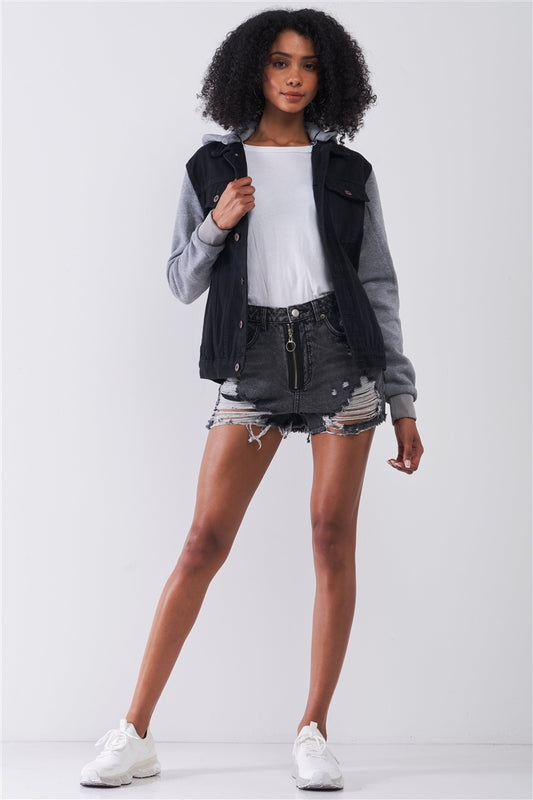 “So Ripped” Black Mini Shorts