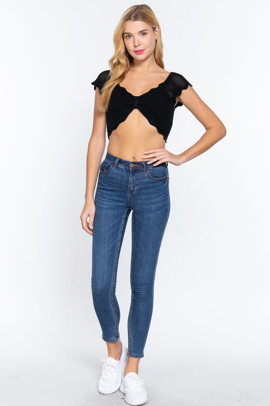 “Mia” Black Crop Top