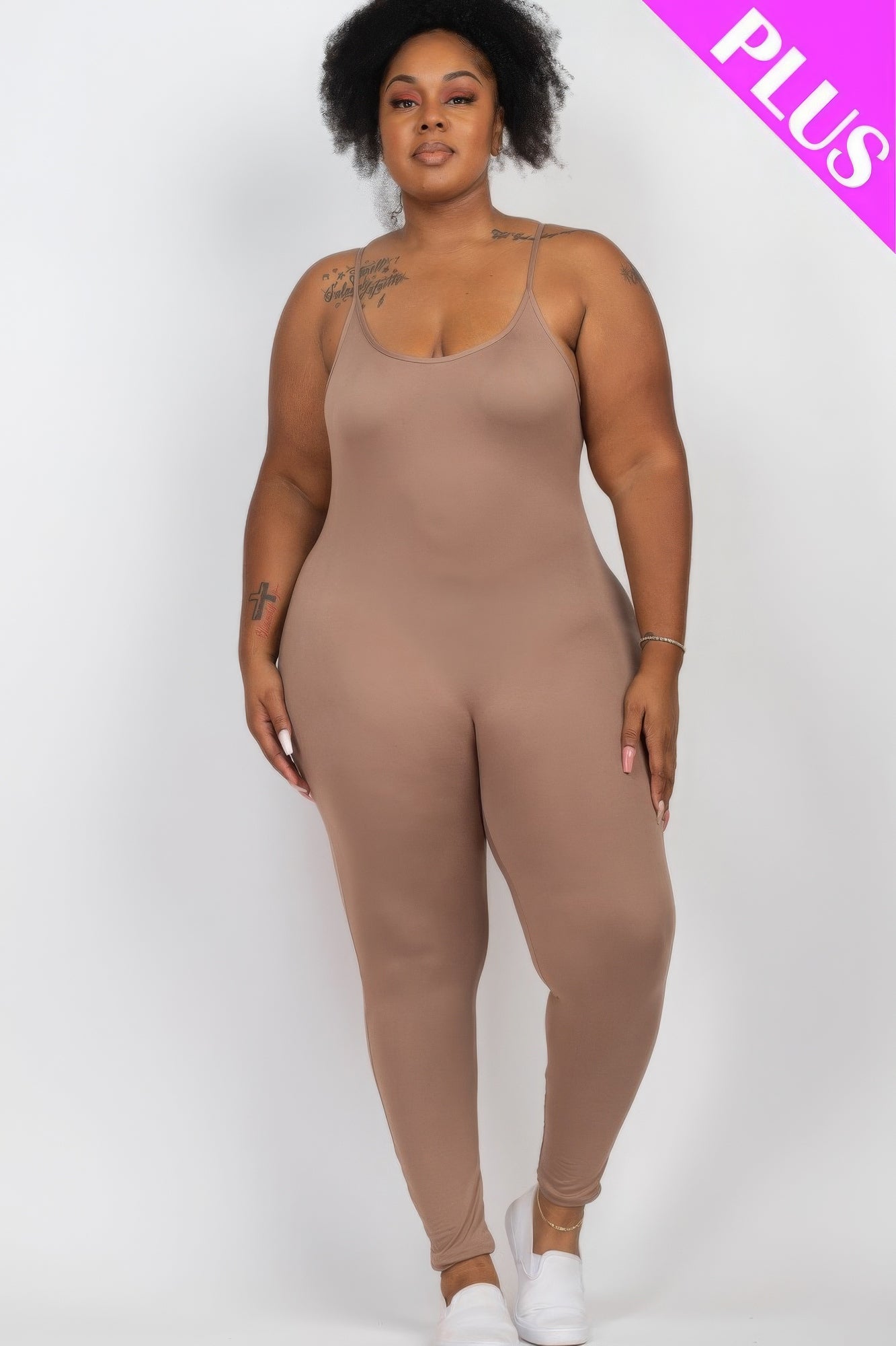 “Kim” Taupe Grey Cami Jumpsuit