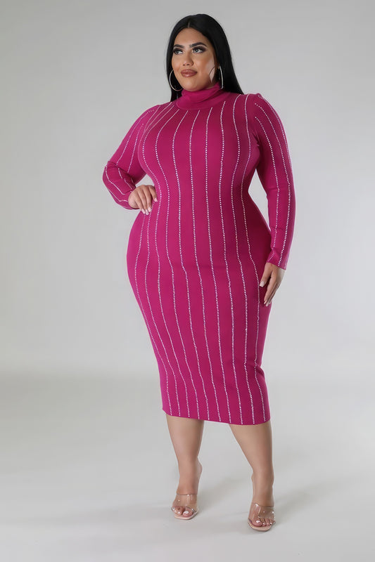 “Regal Charm” Magenta Dress