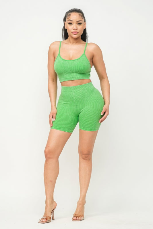 “Magic Potion” Vibrant Lime Shorts Set