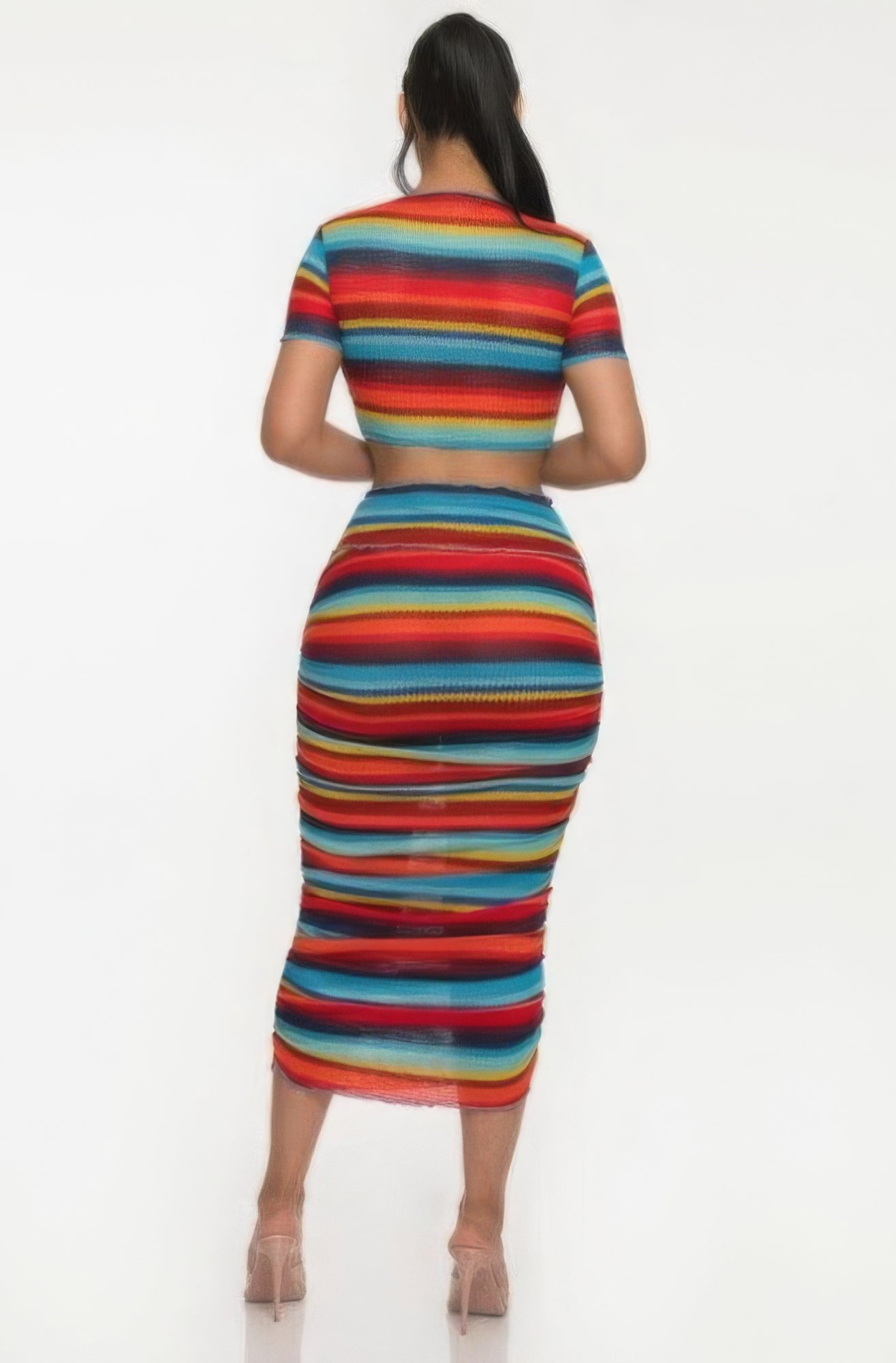 “Stripe Me Down” Blue Multi Skirt Set