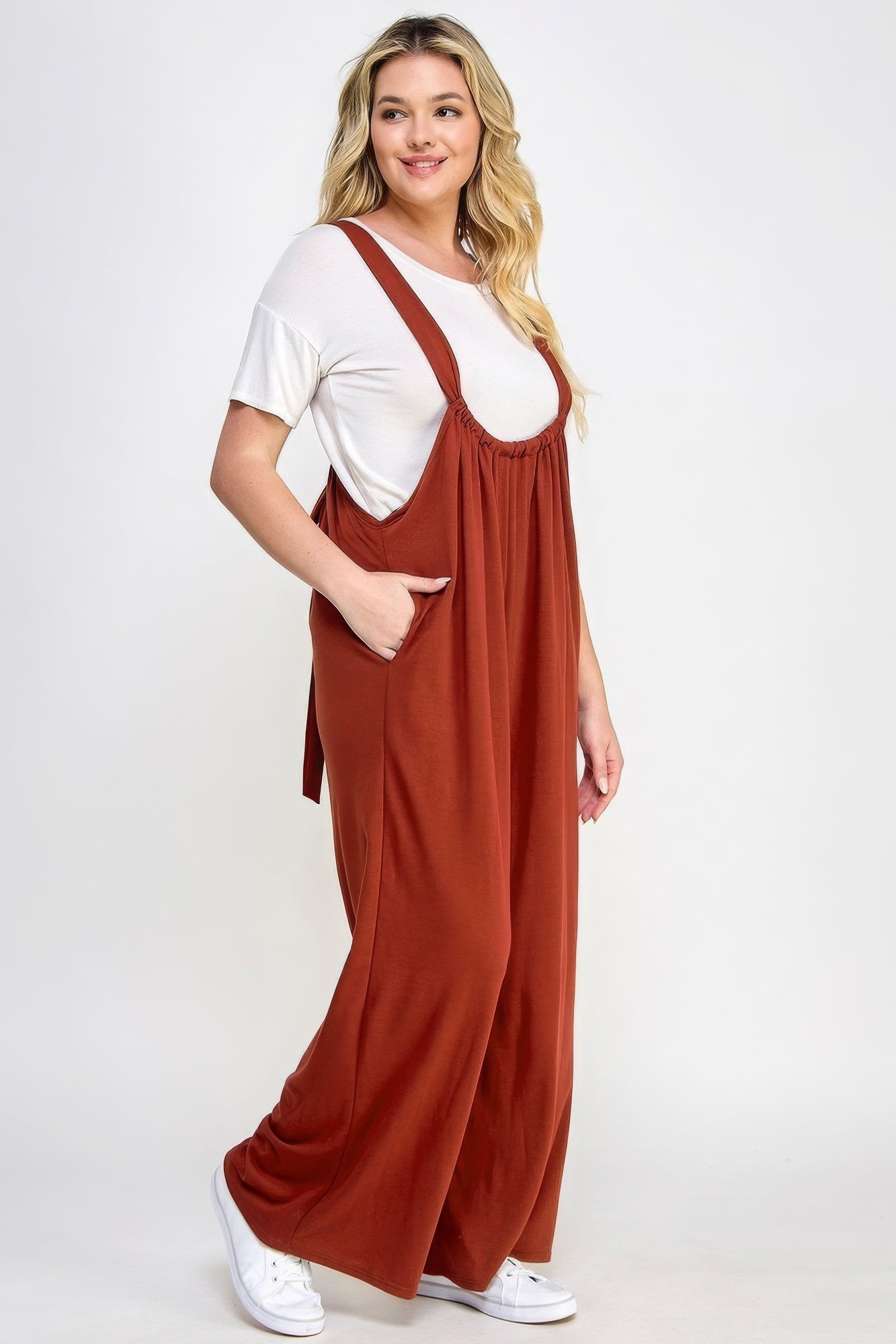 “Fall For You” Brick Jumpsuit Overalls