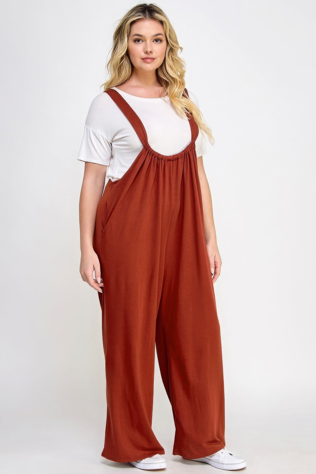 “Fall For You” Brick Jumpsuit Overalls