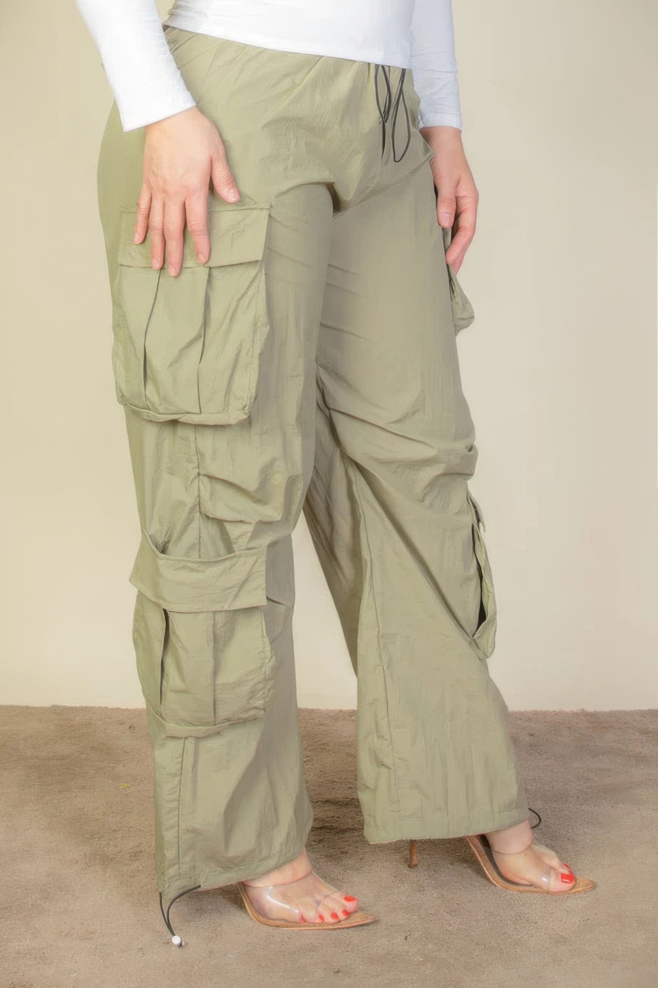 “DND” Olive Green Parachute Pants