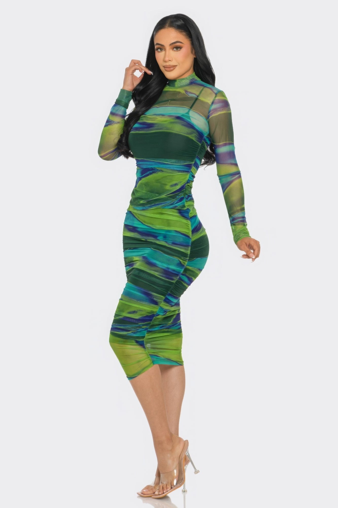 “Just a Glitch” Mesh Midi Dress