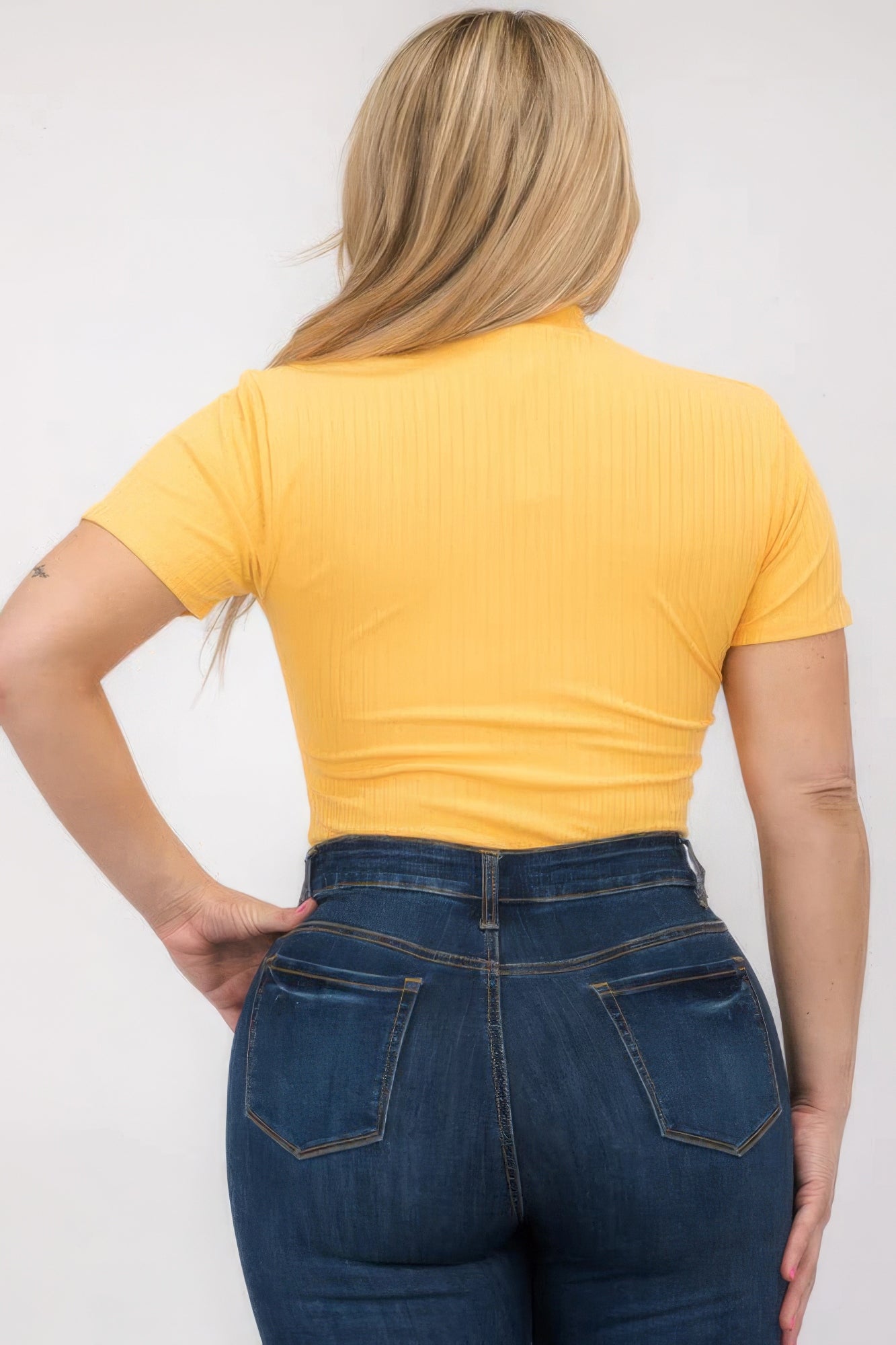 “Miss Viv” Gold Short Sleeve Bodysuit