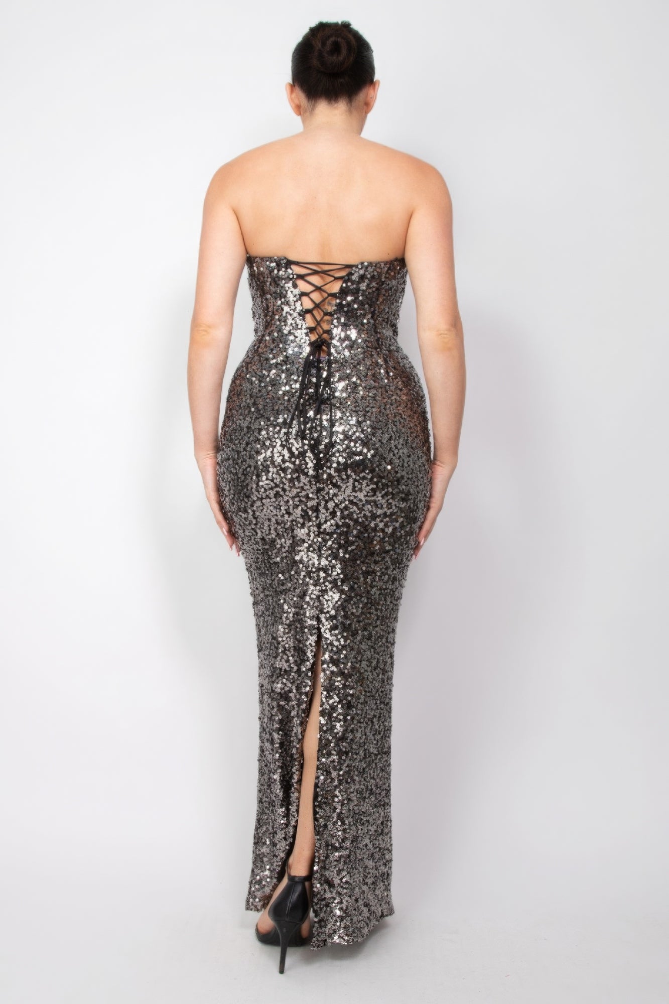 “Boss Baddie” Black/Gunmetal Tube Dress