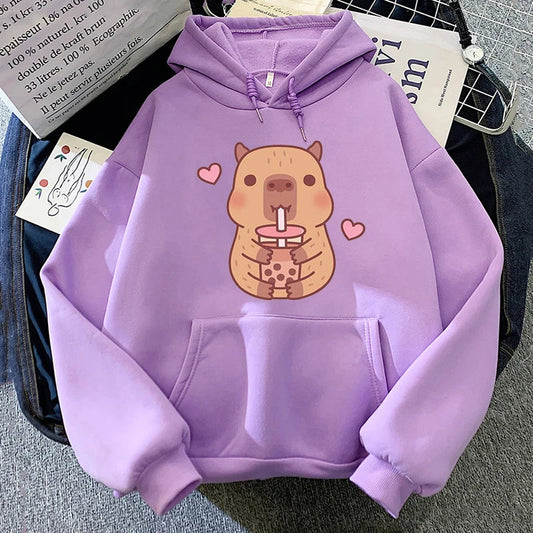 Capybara Hearts Boba Tea Hoodie